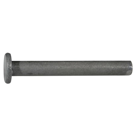 Midwest Fastener Solid Rivet, Flat Head, 1/4 in Dia., 2 in L, Steel Body, 5 PK 932516